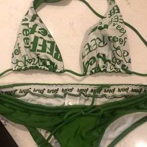 Reef Bikini Green Surf Swim - Reversible atop